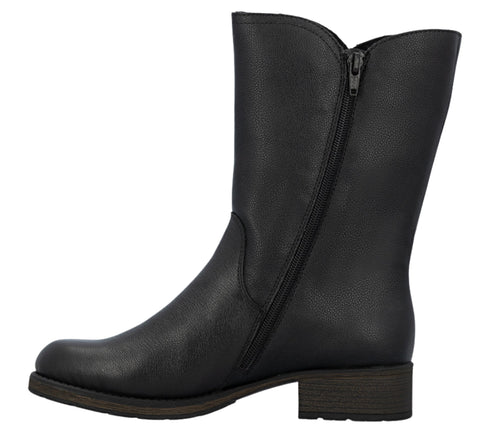 Ghete casual, dama, RIEKER, Z9571-00 negru, piele naturala